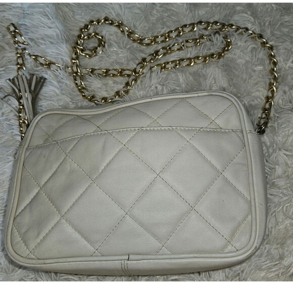 Vintage Giani Bernini Cream Leather Matelassé Quilted  Crossbody Purse Gold Hdwr - Picture 1 of 11